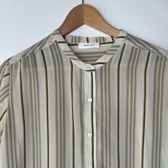 ANINE BING Stripes 100% Silk Blouse size XS - Picture 2 of 9